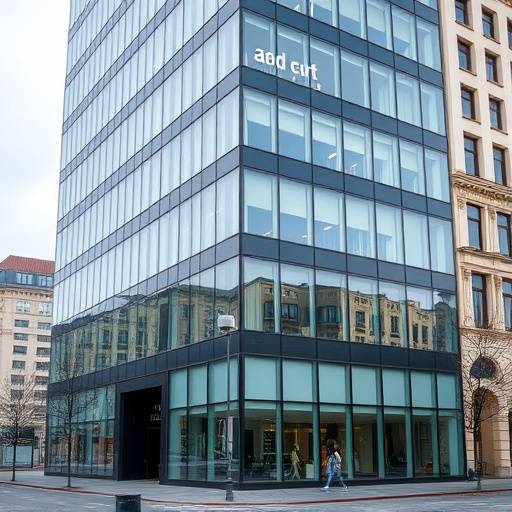 Wizualizacja elewacji budynku biurowego z nowoczesnymi przeszkleniami w centrum Krakowa